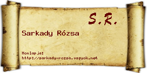 Sarkady Rózsa névjegykártya